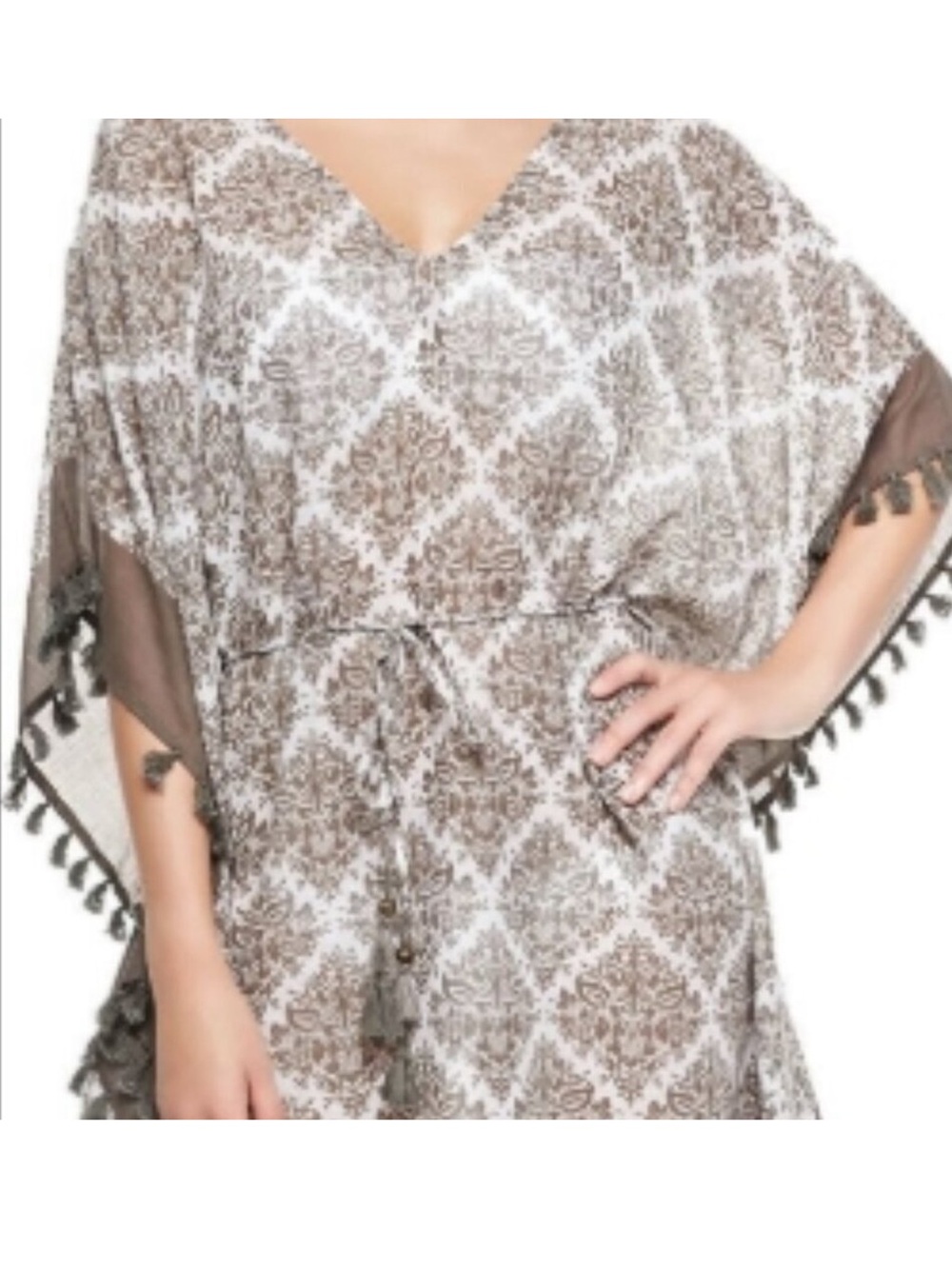 Tommy Bahama | Taupe Floral Medallion Coverup Tunic Sz S/M NWT